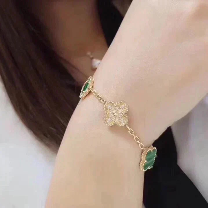 [Lume Jewelry]New  CLOVER 5 MOTIF MALACHITE BRACELET COLLECTION