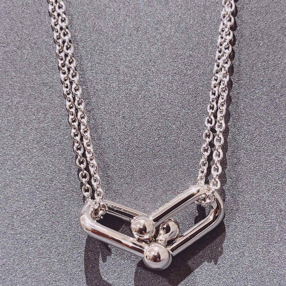 [Lume Jewelry]HARDWEAR DOUBLE LINK PEDANT SILVER NECKLACE