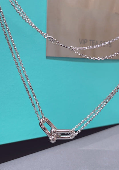 [Lume Jewelry]HARDWEAR DOUBLE LINK PEDANT SILVER NECKLACE