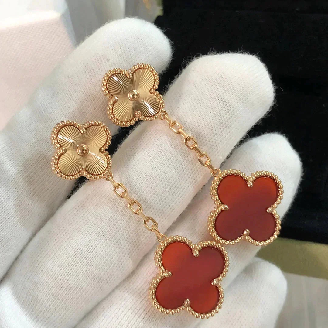 ¡®Lume Jewelry¡¯CLOVER 2 MOTIF  LASER CARNELIAN EARRINGS