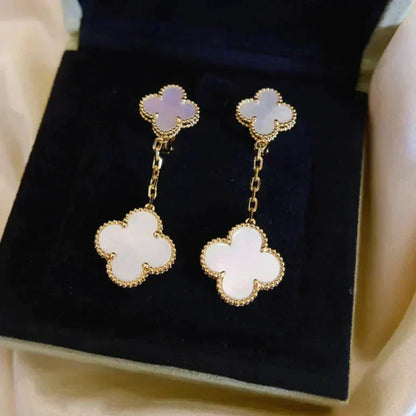 ¡®Lume Jewelry¡¯CLOVER 2 MOTIF WHITE MOP EARRINGS