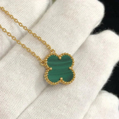 ¡®Lume Jewelry¡¯CLOVER 15MM MALACHITE SINGLE FLOWER  NECKLACE