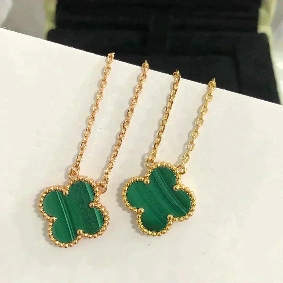 ¡®Lume Jewelry¡¯CLOVER 15MM MALACHITE SINGLE FLOWER  NECKLACE