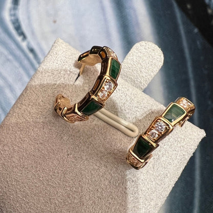 [Lume Jewelry]SERPENTI MALACHITE PINK GOLD EARRINGS