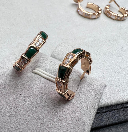 [Lume Jewelry]SERPENTI MALACHITE PINK GOLD EARRINGS