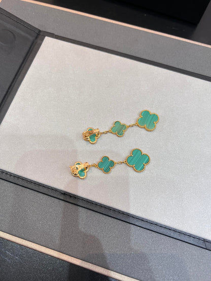 ¡®Lume Jewelry¡¯CLOVER MALACHITE 3 MOTIFS GOLD