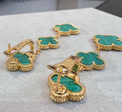 ¡®Lume Jewelry¡¯CLOVER MALACHITE 3 MOTIFS GOLD