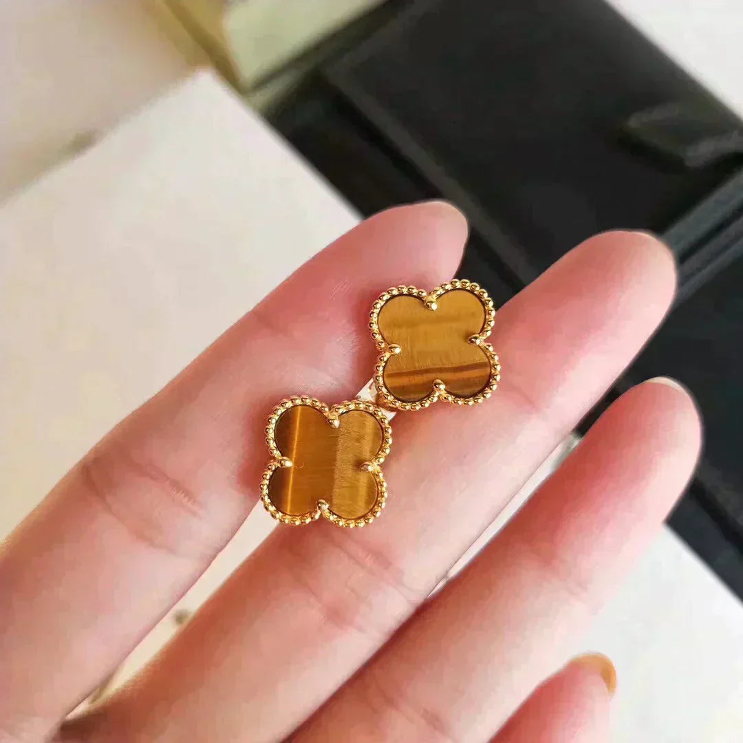¡®Lume Jewelry¡¯CLOVER MEDIUM 1 MOTIFS TIGER EYE EARRINGS