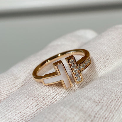 [Lume Jewelry]T WIRE MOP DIAMOND RING PINK GOLD