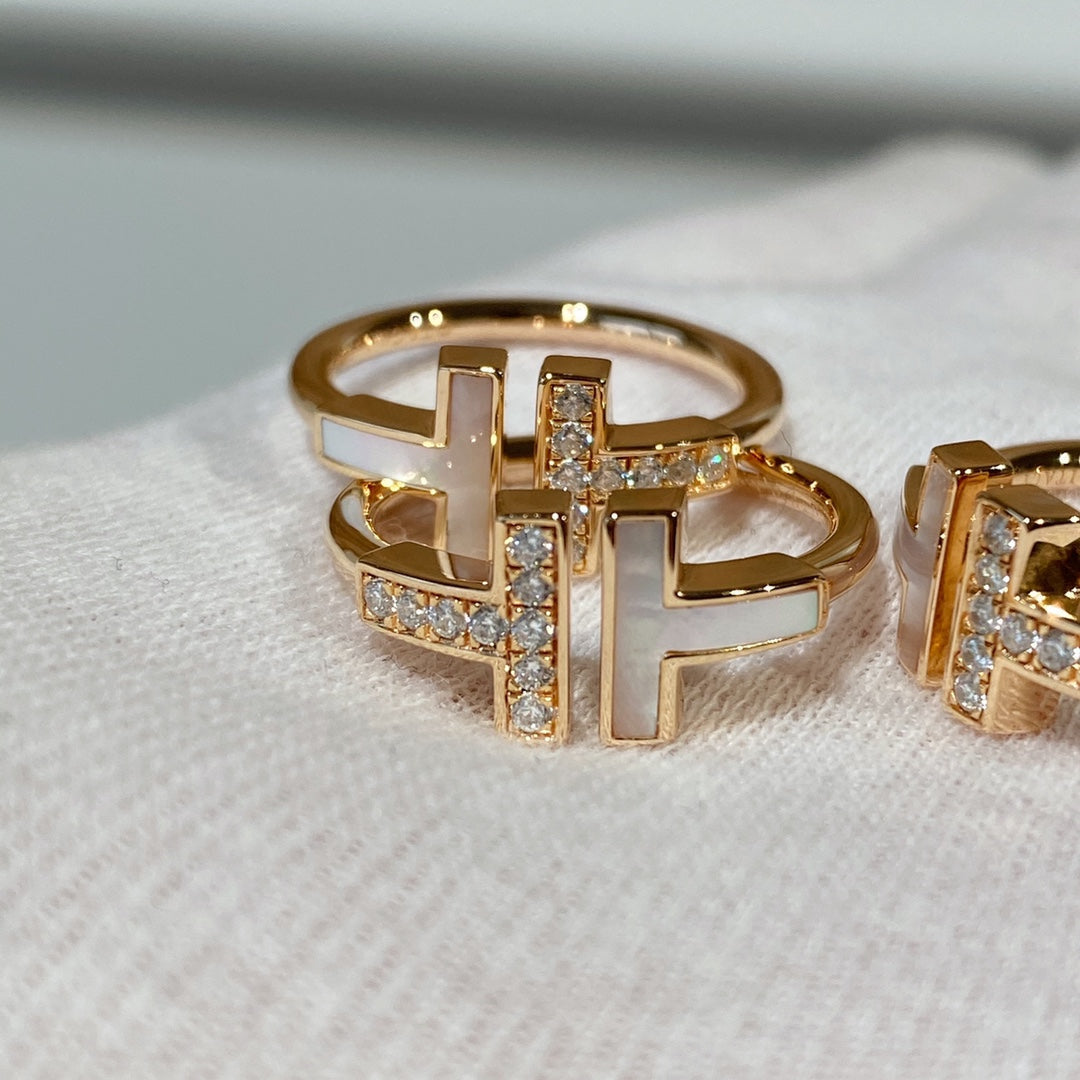 [Lume Jewelry]T WIRE MOP DIAMOND RING PINK GOLD