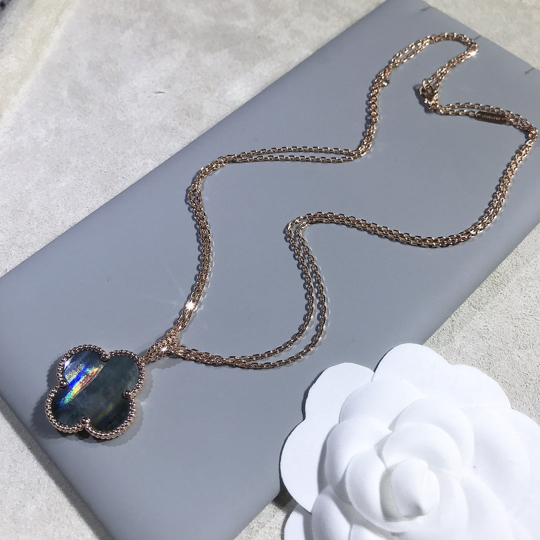 ¡®Lume Jewelry¡¯CLOVER 25MM GOLD DARK MOP BIG CLOVER NECKLACE