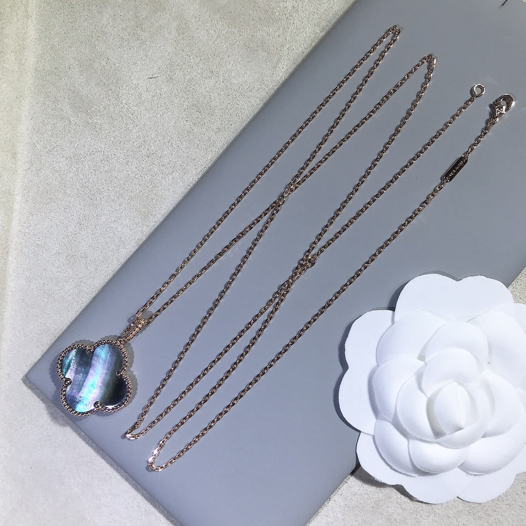 ¡®Lume Jewelry¡¯CLOVER 25MM GOLD DARK MOP BIG CLOVER NECKLACE