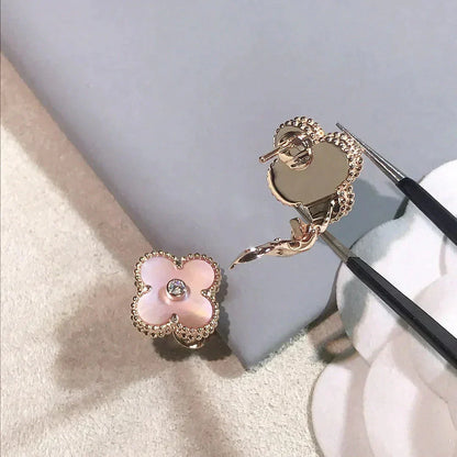 ¡®Lume Jewelry¡¯CLOVER MEDIUM 1 MOTIFS  PINK MOP DIAMOND EARRINGS