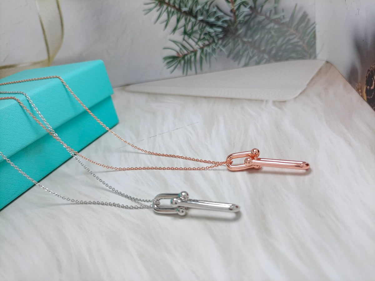 [Lume Jewelry]HARDWEAR DROP DOUBLE LINK PEDANT NECKLACE