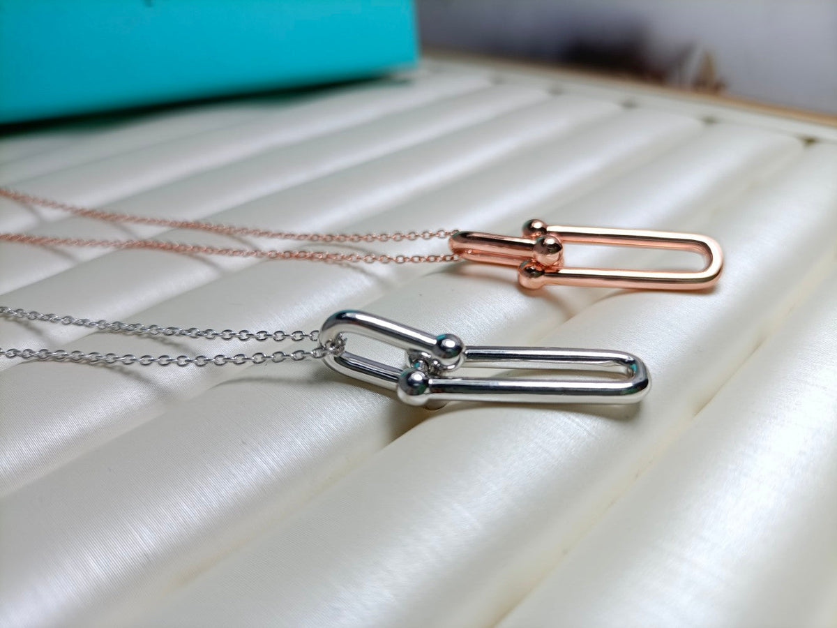 [Lume Jewelry]HARDWEAR DROP DOUBLE LINK PEDANT NECKLACE