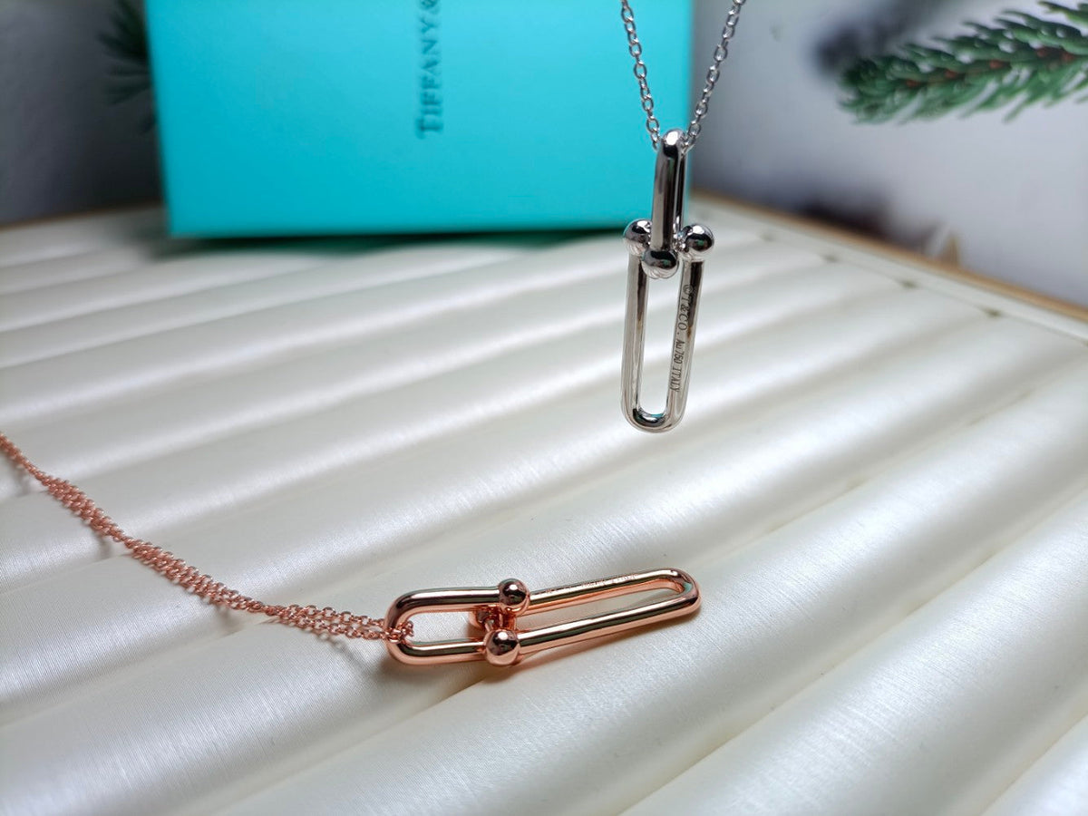 [Lume Jewelry]HARDWEAR DROP DOUBLE LINK PEDANT NECKLACE