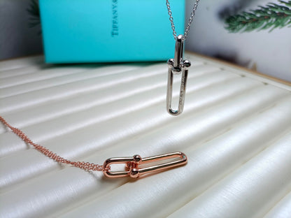 [Lume Jewelry]HARDWEAR DROP DOUBLE LINK PEDANT NECKLACE