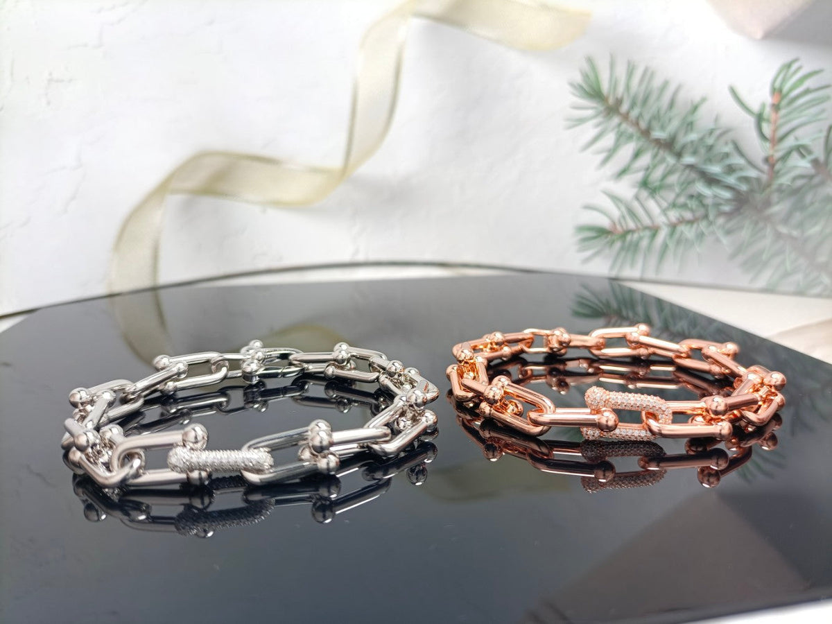 [Lume Jewelry]HARDWEAR BRACELET PINK GOLD AND SILVER DIAMOND