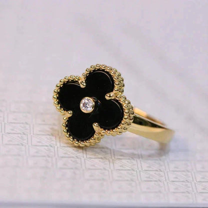 ¡®Lume Jewelry¡¯CLOVER ONYX RING GOLD DIAMOND