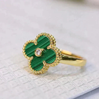 ¡®Lume Jewelry¡¯CLOVER MALACHITE RING GOLD DIAMOND