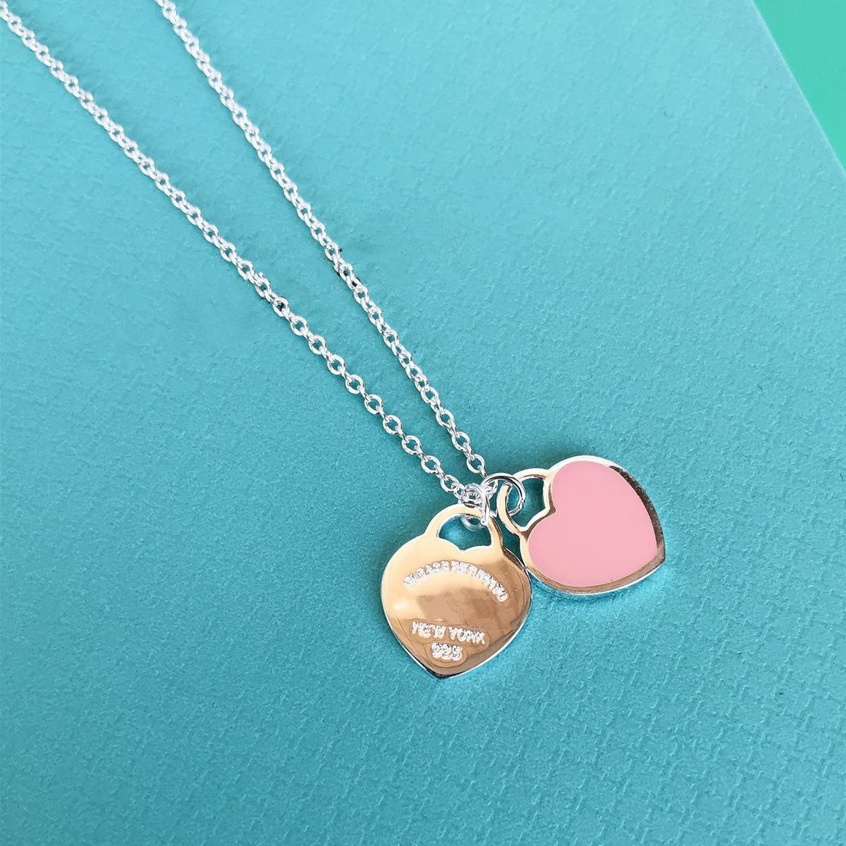 [Lume Jewelry]DOUBLE HEART PEDANT SILVER NECKLACE