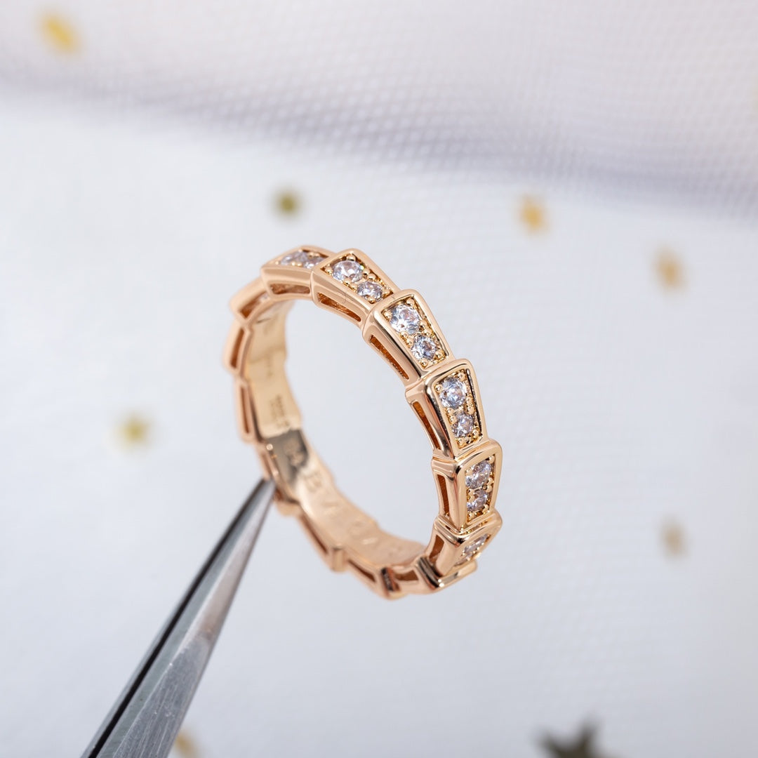 [Lume Jewelry]SERPENTI RING PINK GOLD DIAMOND PAVED 3MM
