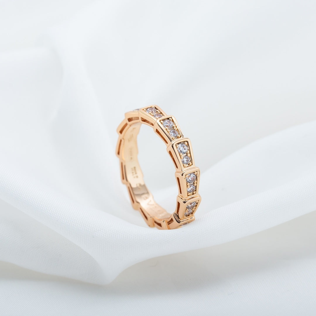 [Lume Jewelry]SERPENTI RING PINK GOLD DIAMOND PAVED 3MM