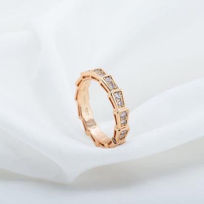 [Lume Jewelry]SERPENTI RING PINK GOLD DIAMOND PAVED 3MM