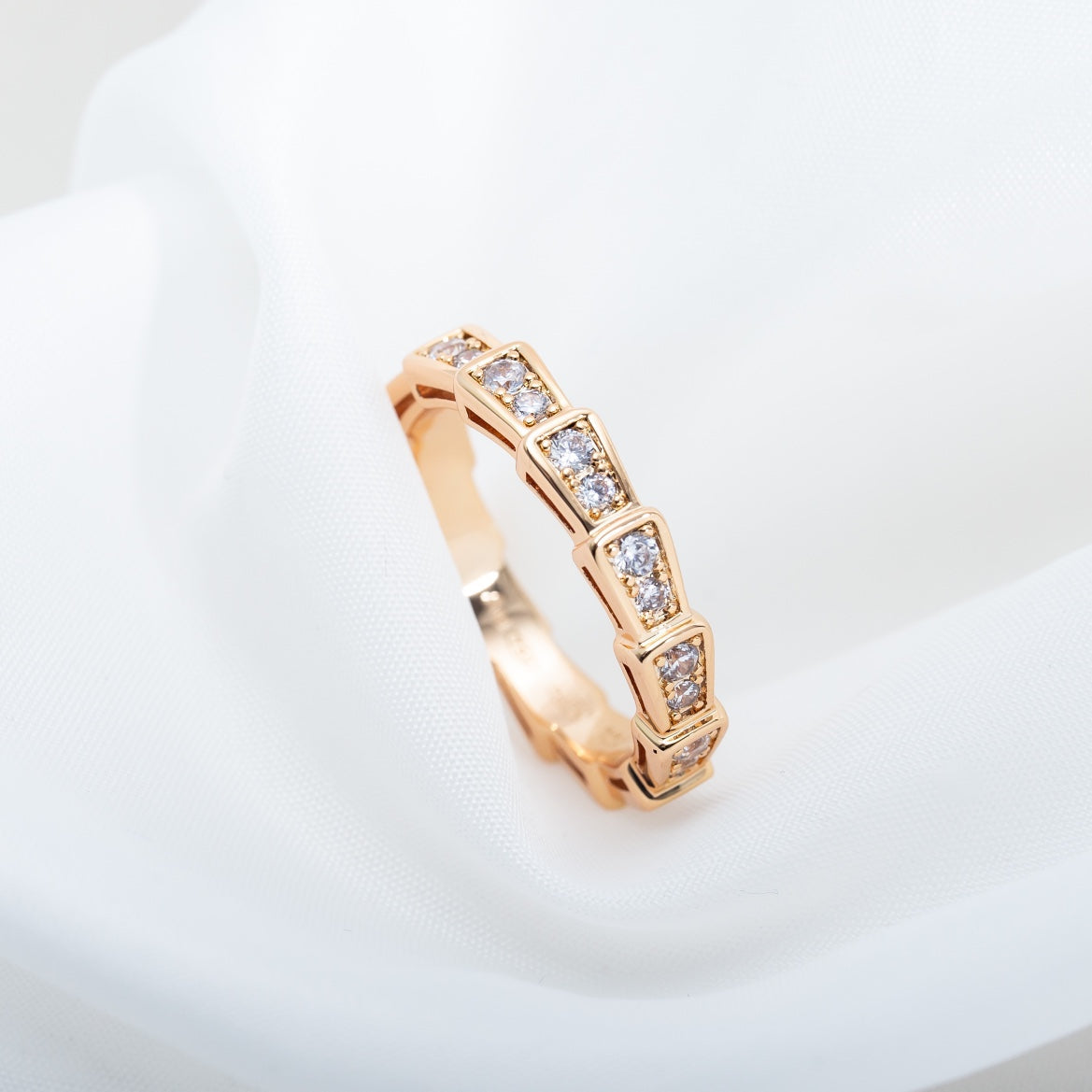 [Lume Jewelry]SERPENTI RING PINK GOLD DIAMOND PAVED 3MM