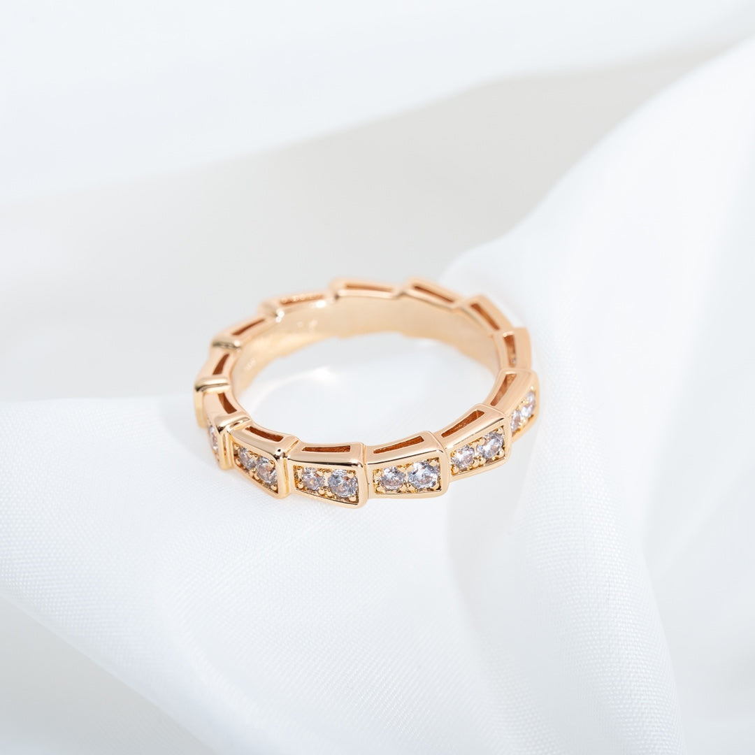 [Lume Jewelry]SERPENTI RING PINK GOLD DIAMOND PAVED 3MM
