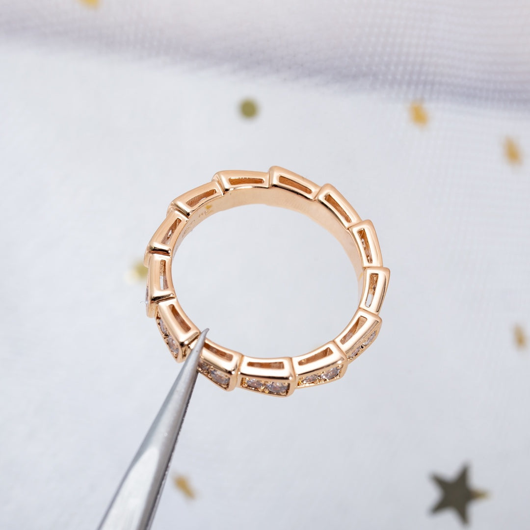 [Lume Jewelry]SERPENTI RING PINK GOLD DIAMOND PAVED 3MM