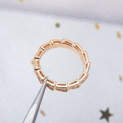 [Lume Jewelry]SERPENTI RING PINK GOLD DIAMOND PAVED 3MM