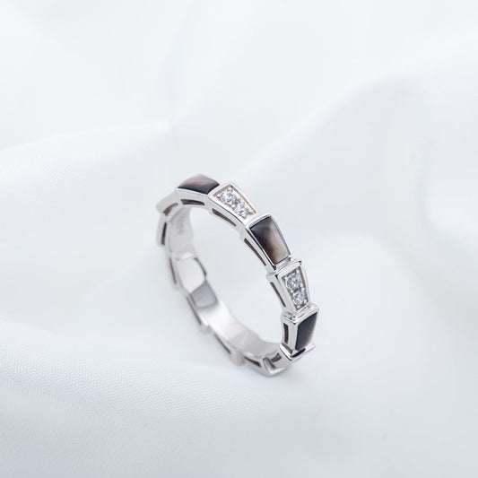 [Lume Jewelry]SERPENTI RING SILVER  DIAMOND BLACK MOP 3MM