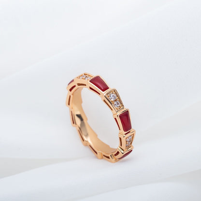 [Lume Jewelry]SERPENTI RING PINK GOLD CARNELIAN DIAMOND 3MM