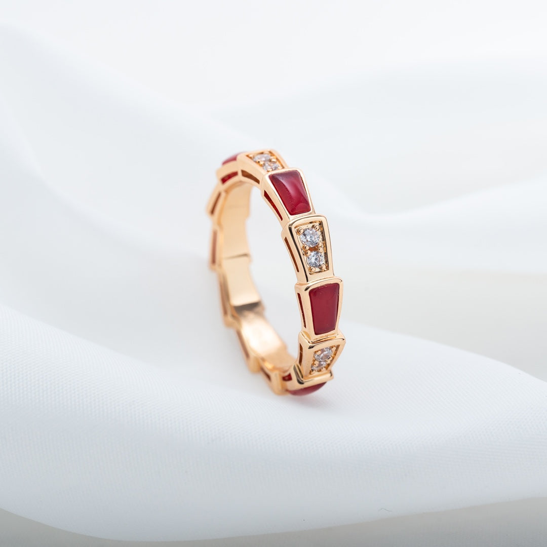 [Lume Jewelry]SERPENTI RING PINK GOLD CARNELIAN DIAMOND 3MM