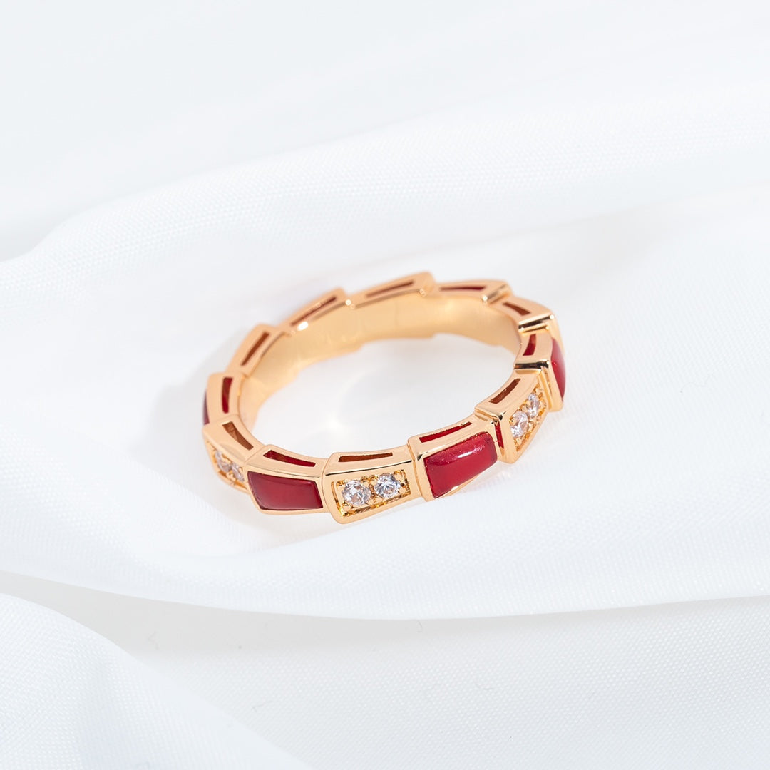 [Lume Jewelry]SERPENTI RING PINK GOLD CARNELIAN DIAMOND 3MM
