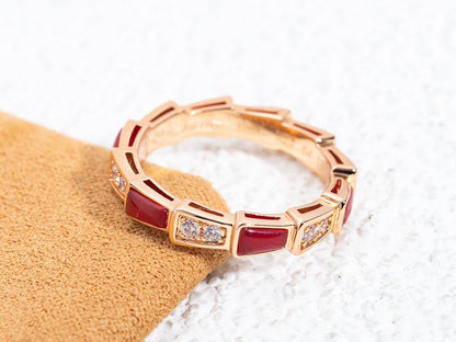 [Lume Jewelry]SERPENTI RING PINK GOLD CARNELIAN DIAMOND 3MM