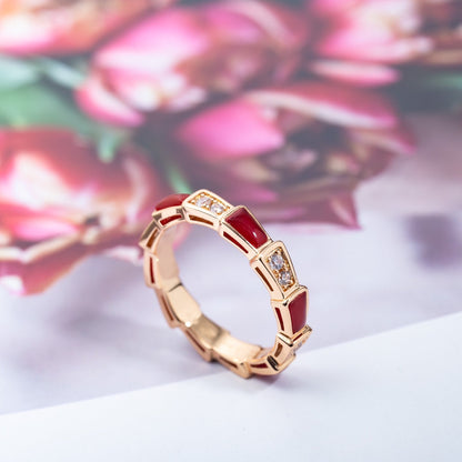[Lume Jewelry]SERPENTI RING PINK GOLD CARNELIAN DIAMOND 3MM