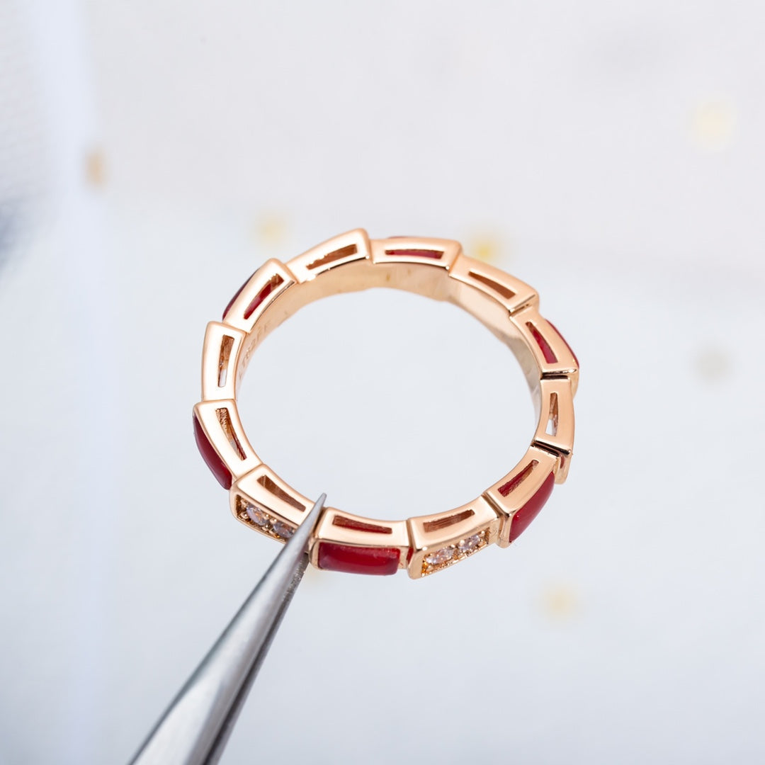 [Lume Jewelry]SERPENTI RING PINK GOLD CARNELIAN DIAMOND 3MM