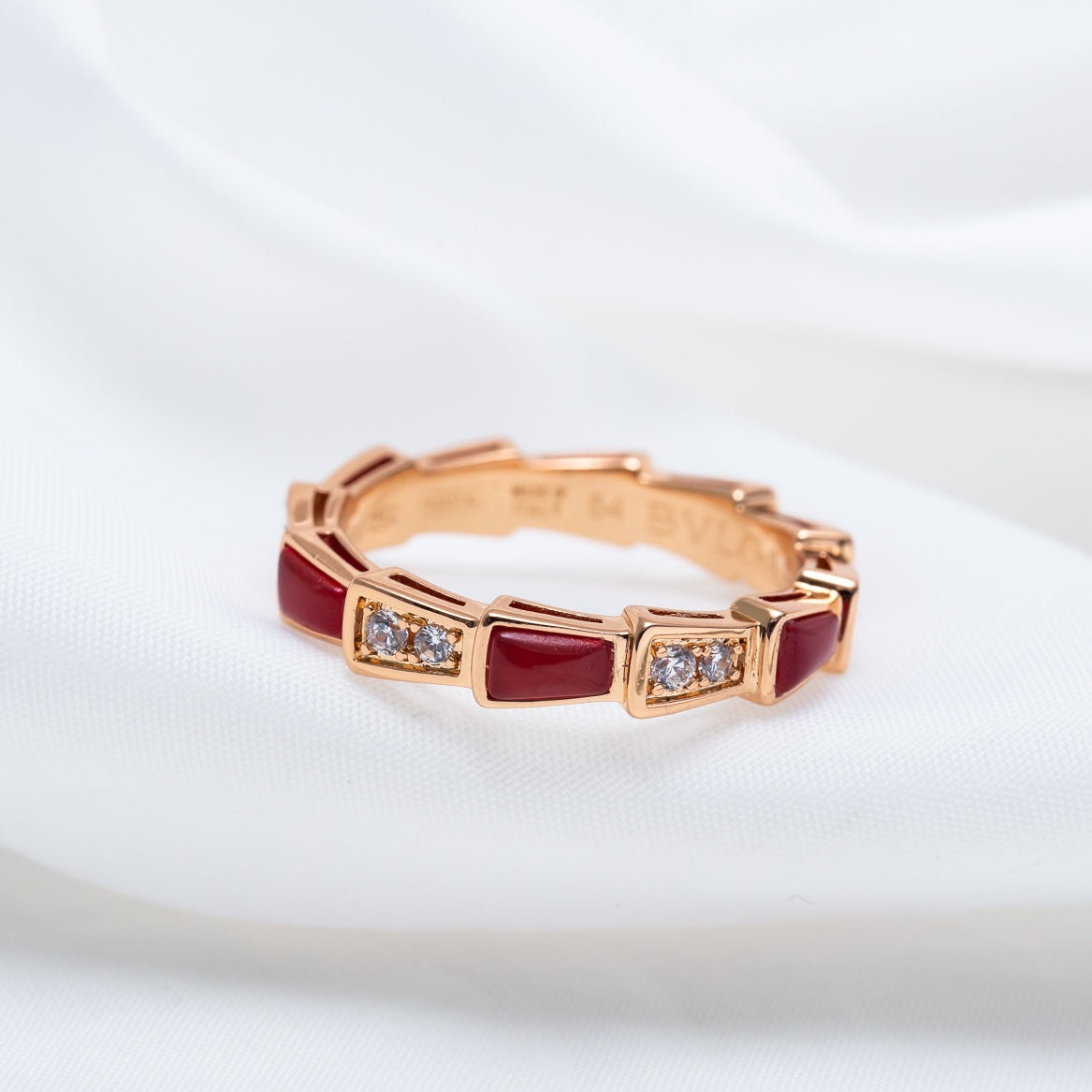 [Lume Jewelry]SERPENTI RING PINK GOLD CARNELIAN DIAMOND 3MM