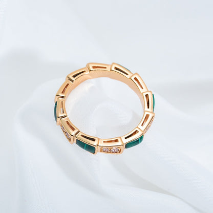 [Lume Jewelry]SERPENTI RING PINK GOLD MALACHITE DIAMOND 3MM