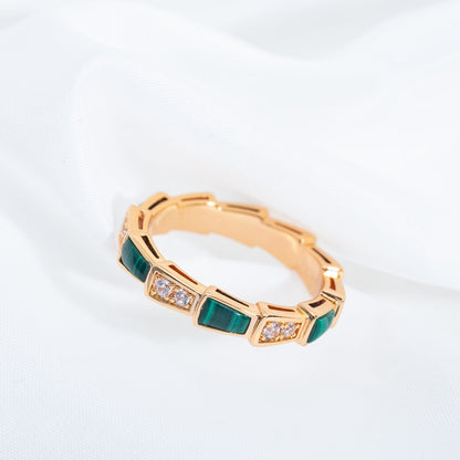 [Lume Jewelry]SERPENTI RING PINK GOLD MALACHITE DIAMOND 3MM
