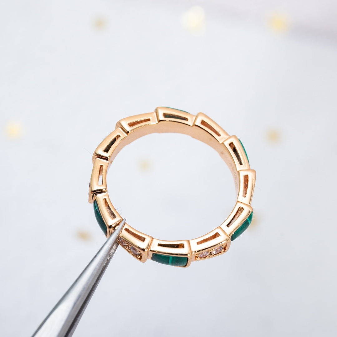 [Lume Jewelry]SERPENTI RING PINK GOLD MALACHITE DIAMOND 3MM