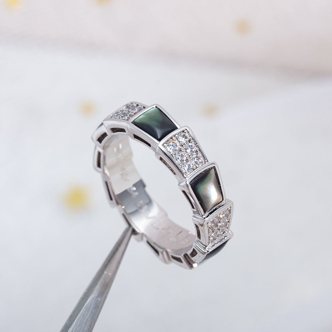 [Lume Jewelry]SERPENTI RING SILVER DIAMOND BLACK MOP 4MM