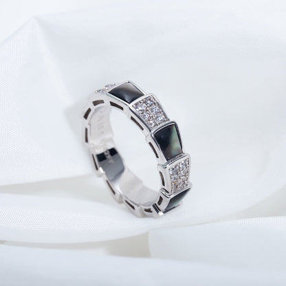 [Lume Jewelry]SERPENTI RING SILVER DIAMOND BLACK MOP 4MM