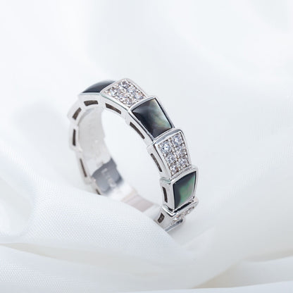 [Lume Jewelry]SERPENTI RING SILVER DIAMOND BLACK MOP 4MM
