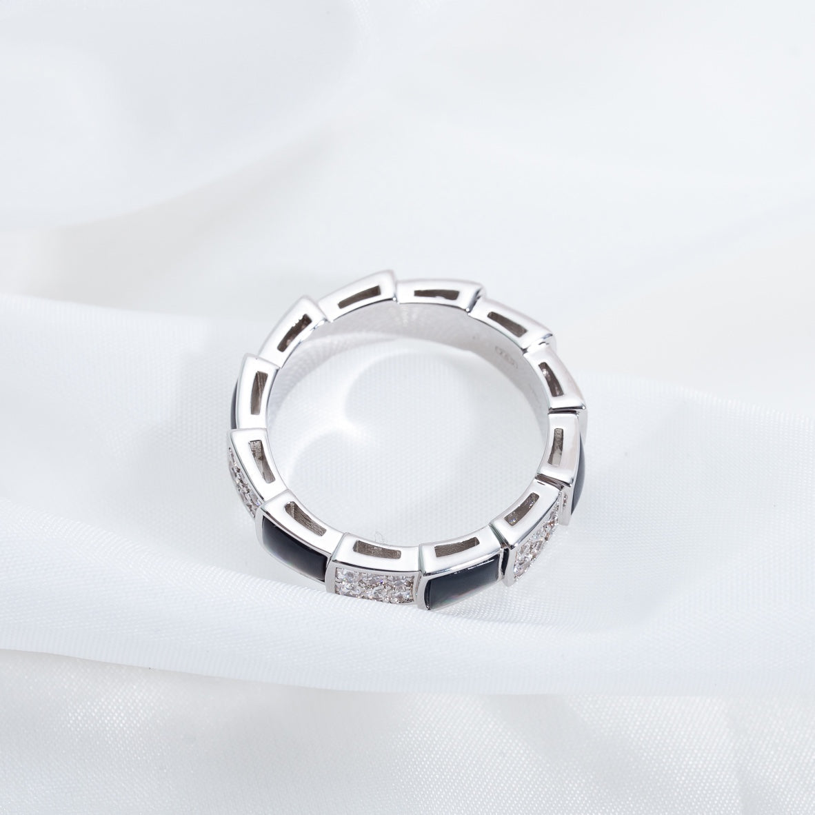 [Lume Jewelry]SERPENTI RING SILVER DIAMOND BLACK MOP 4MM