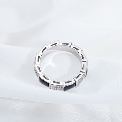 [Lume Jewelry]SERPENTI RING SILVER DIAMOND BLACK MOP 4MM