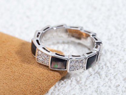 [Lume Jewelry]SERPENTI RING SILVER DIAMOND BLACK MOP 4MM