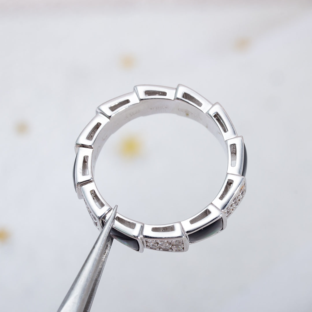 [Lume Jewelry]SERPENTI RING SILVER DIAMOND BLACK MOP 4MM
